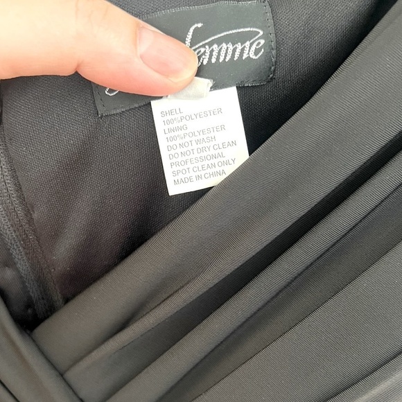 La Femme Ruched Jersey Long Gown Black Size 8 - Picture 6 of 7